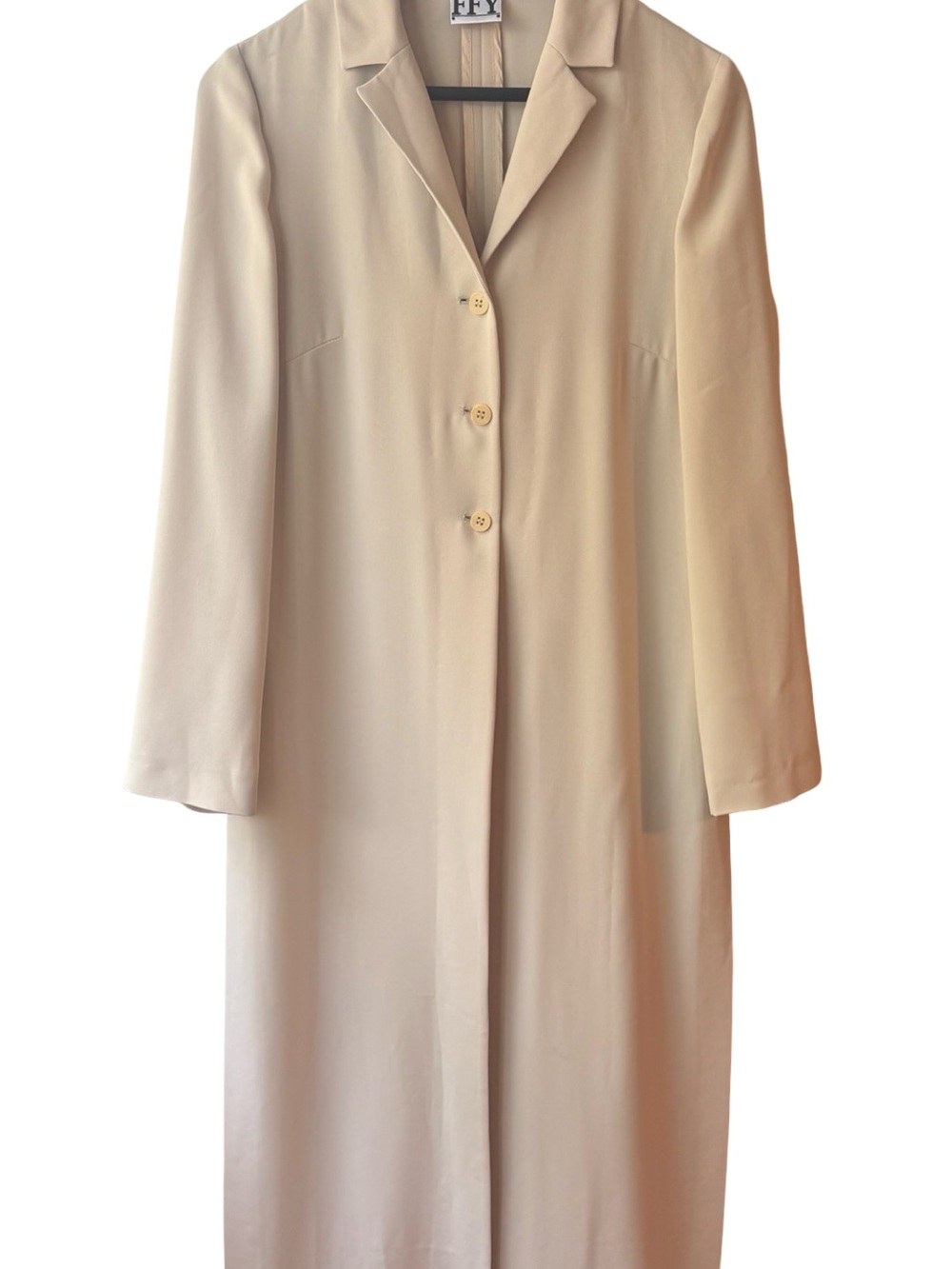 VINTAGE Lightweight Minimalist Long Cream Overcoat by FFY